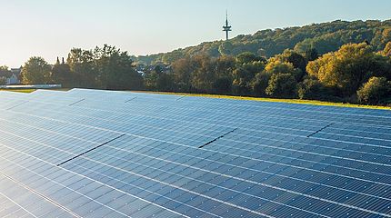 Nachhaltigkeit für Schwerte Ein Bild des Solarparks der Stadtwerke Schwerte als Symbolbild für mehr Nachhaltigkeit für Schwerte.