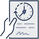 Flexible Arbeitszeit Ein Blatt Papier mit einer Uhr wird von einer Hand gehalten als Symbolbild für flexible Arbeitszeiten