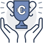 Sonderzahlungen Zwei Hände halten eine Trophäe mit einem Euro-Zeichen als Symbolbild für Sonderzahlungen